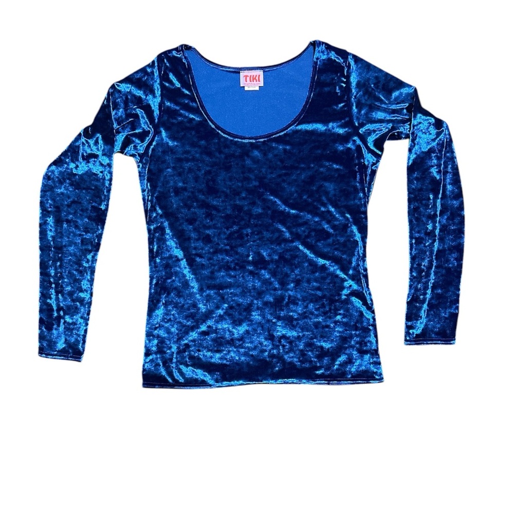 Tiki Velvet Vibrant Blue Long Sleeve Blouse
